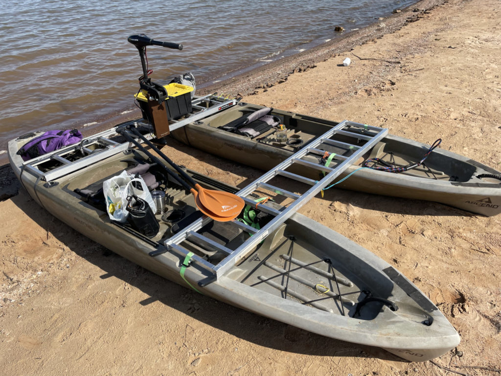 12ft kayakamaran first launch at Lake Hefner, OK. Rear drive configuration. Freaking solid and awesome.