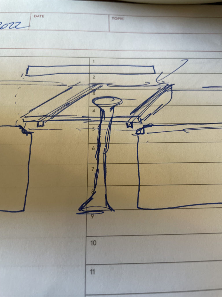Drawings on what is needed to make the table fit perfectly.