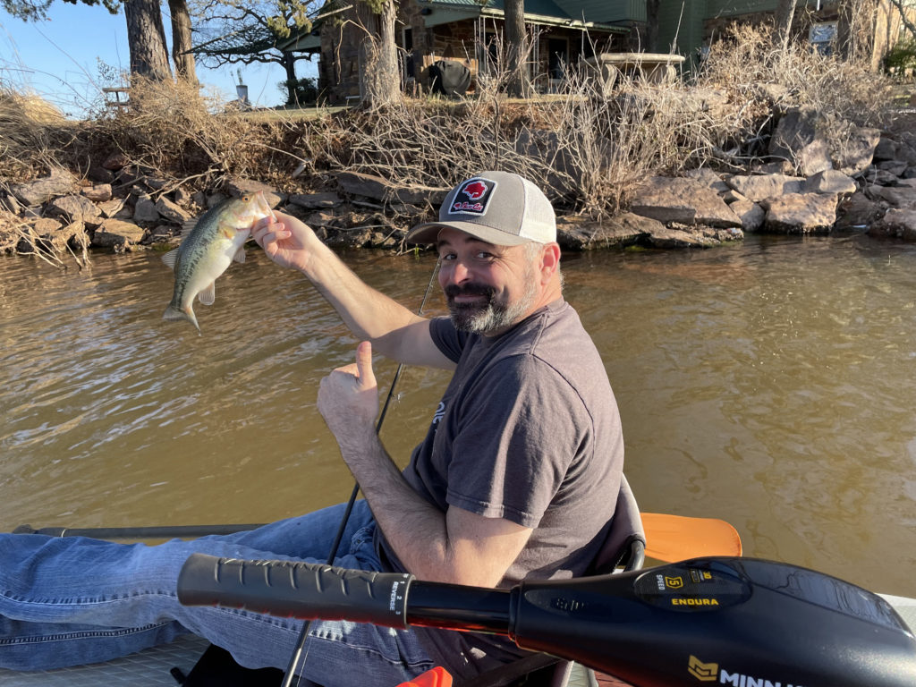 Tanner proving fish can still be caught on kayakamaran.