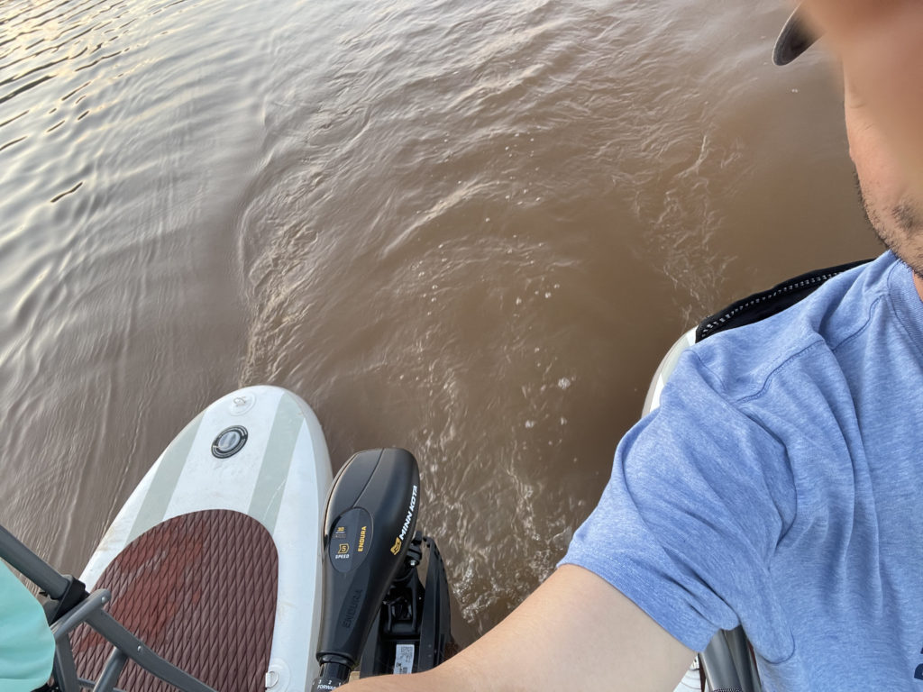 Showing the prop-wash from the trolling motor - a 30lb thrust simple one.
